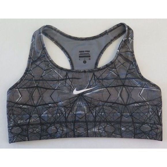 Nike Pro 575631 010 Women's Sz S Black Printed Dri-Fit Medium Support Sports Bra - Picture 1 of 2